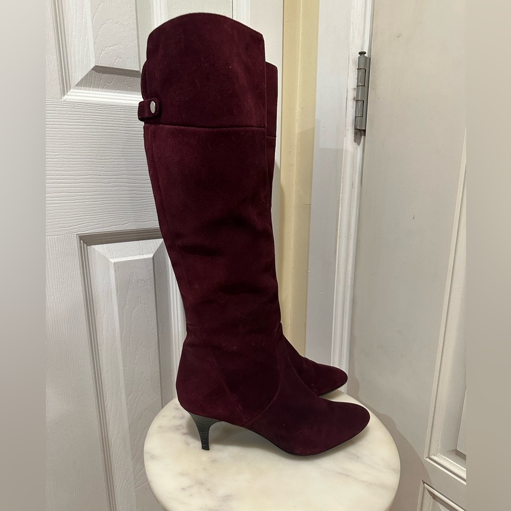 Calvin Klein Jonie Women's Burgundy Suede Knee High Boots Size 8